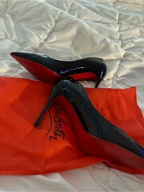 Christian Louboutin Black Patent Red Sole Pointed Stiletto Heels